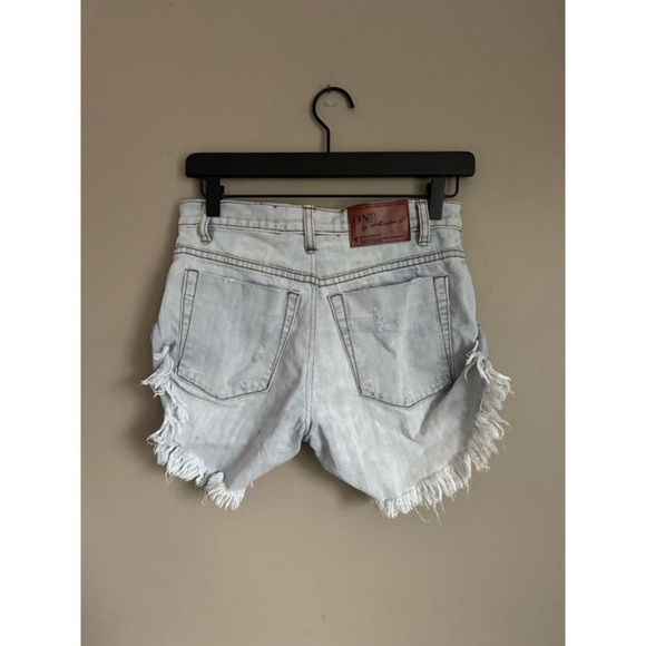 ONE X ONE TEASPOON Light Wash Bandits Shorts